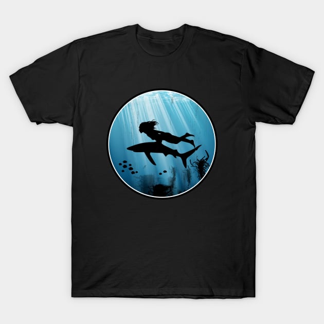 Shark Diver Girl T-Shirt by NicGrayTees